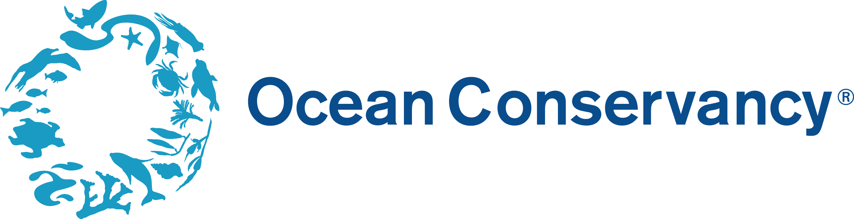 The Ocean Conservancy logo with several silhouettes of sea creatures forming a circle.